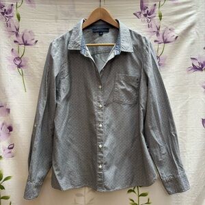 Tommy Hilfiger Blue Gray Dotted Button Down Long Sleeve Shirt
